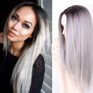 ombre grey straight wig