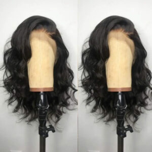Synthetic lace front black curly wigs