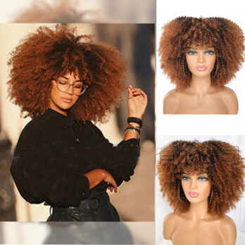 ombre brown kinky curly afro wigs for black women
